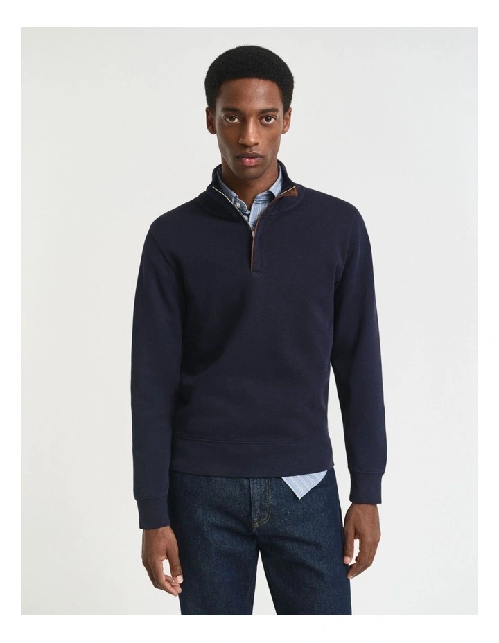Sacker Rib Half-Zip Sweatshirt in Evening Blue image 1