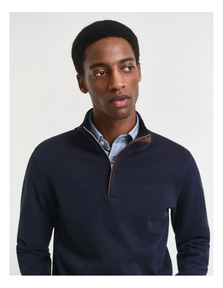 Sacker Rib Half-Zip Sweatshirt in Evening Blue image 3