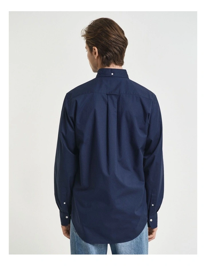 Regular Fit Poplin Shirt in Marine image 2