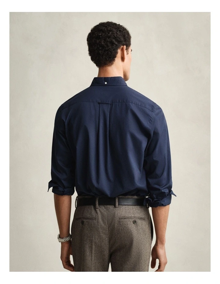 Regular Fit Poplin Shirt in Marine image 2