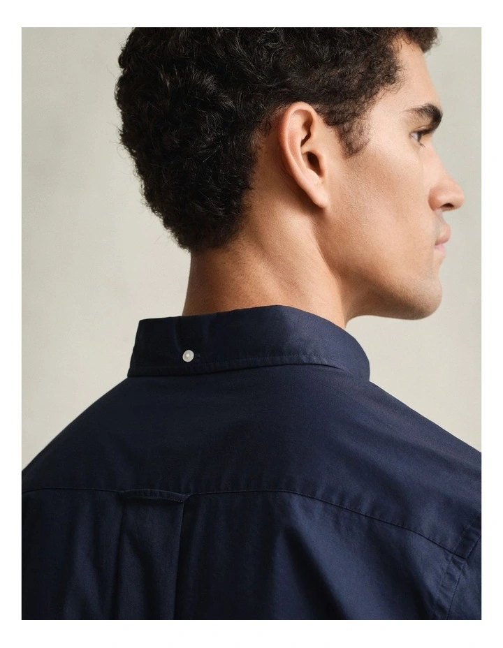 Regular Fit Poplin Shirt in Marine image 4