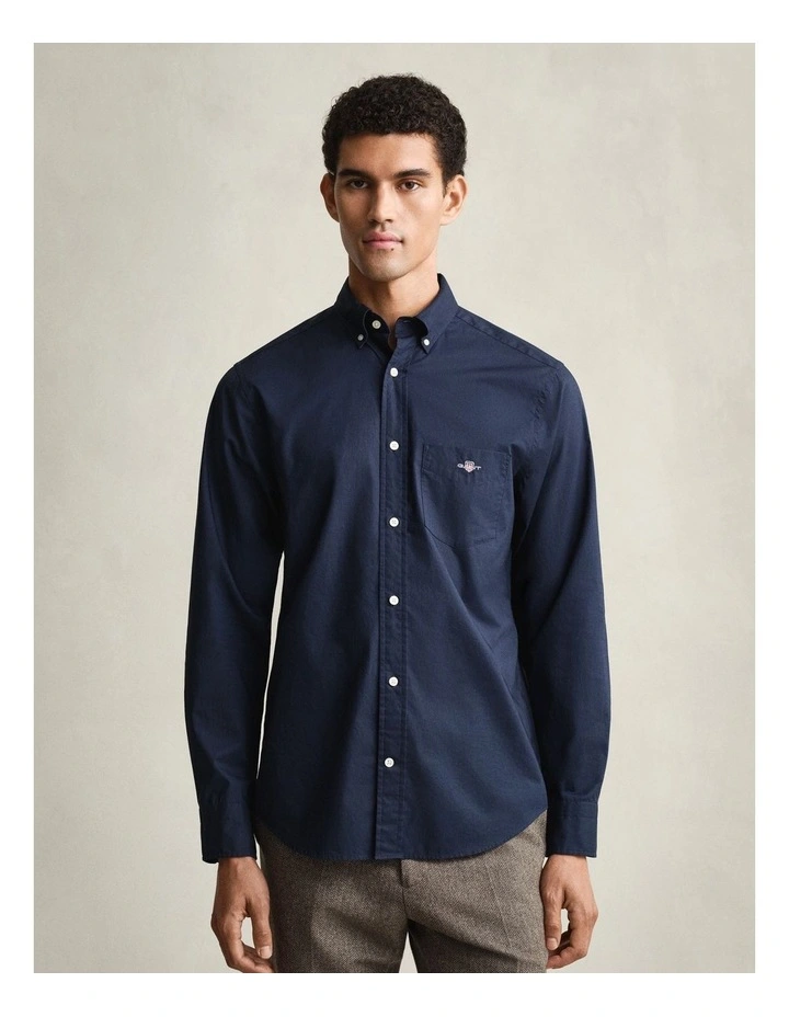Regular Fit Poplin Shirt in Marine image 5