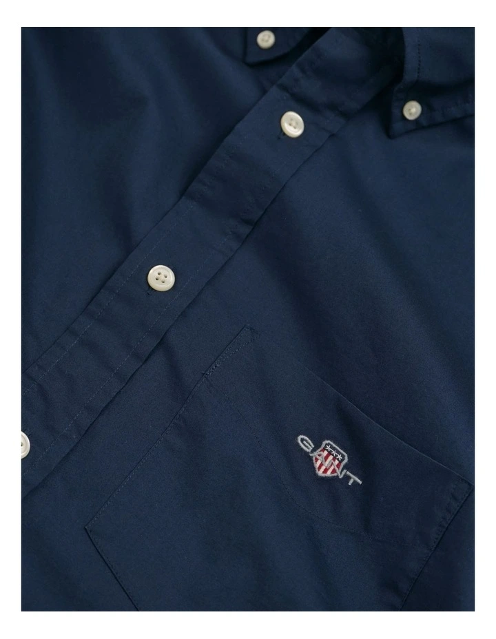 Regular Fit Poplin Shirt in Marine image 5