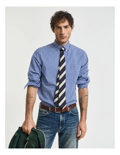 Regular Fit Gingham Poplin Shirt in College Blue
