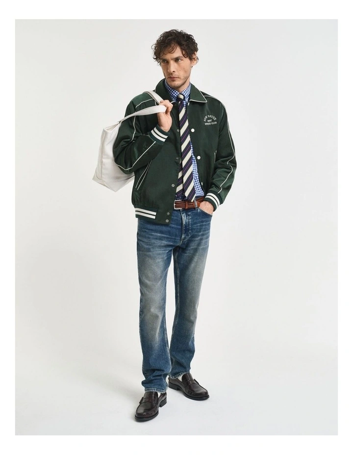 Regular Fit Gingham Poplin Shirt in College Blue image 3