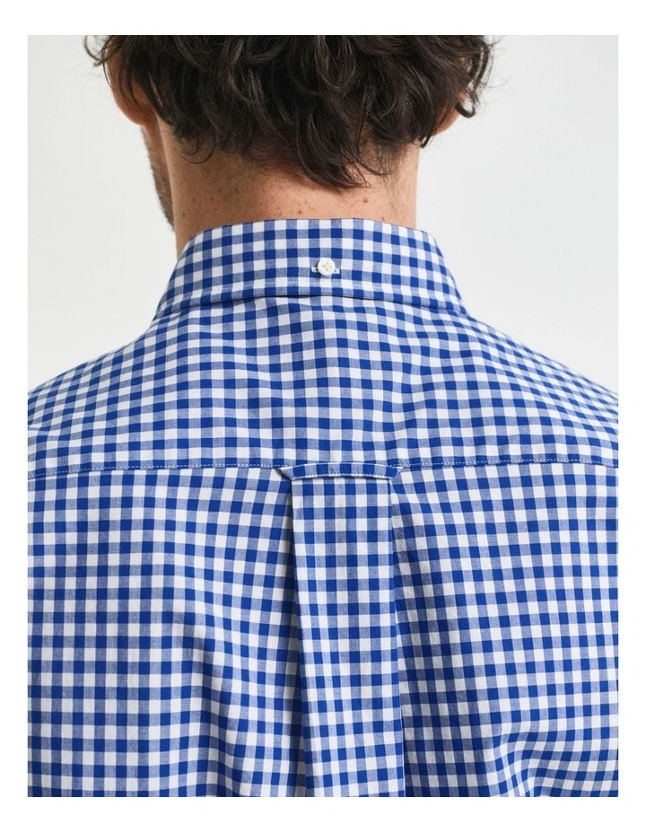Regular Fit Gingham Poplin Shirt in College Blue image 4