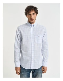 Regular Fit Gingham Poplin Shirt in Light Blue