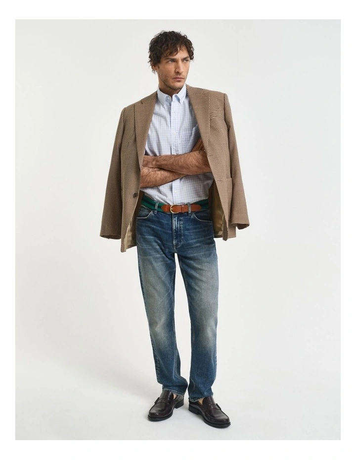 Regular Fit Gingham Poplin Shirt in Light Blue image 3