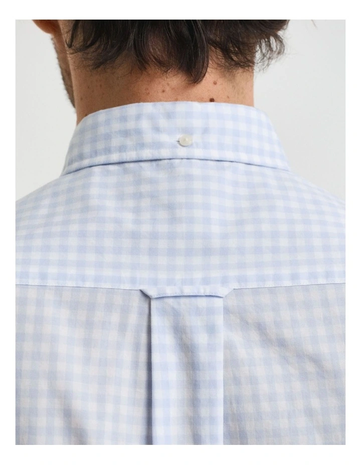 Regular Fit Gingham Poplin Shirt in Light Blue image 4