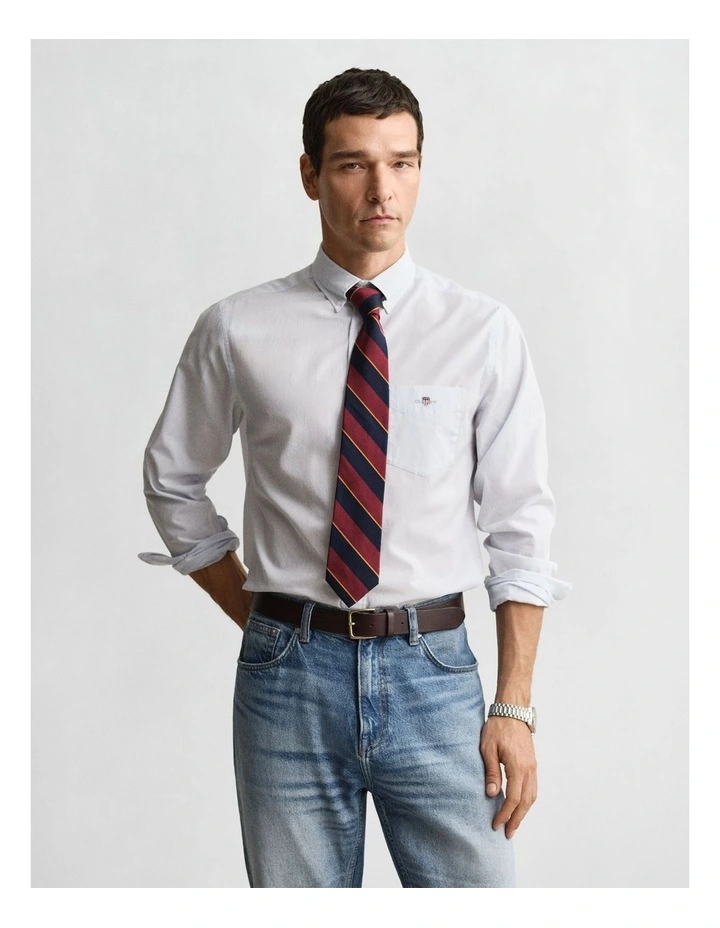 Regular Fit Banker Stripe Poplin Shirt in Light Blue image 3