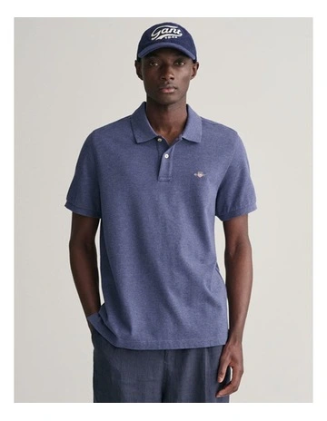 Regular Fit Shield Pique Polo Shirt in Blue