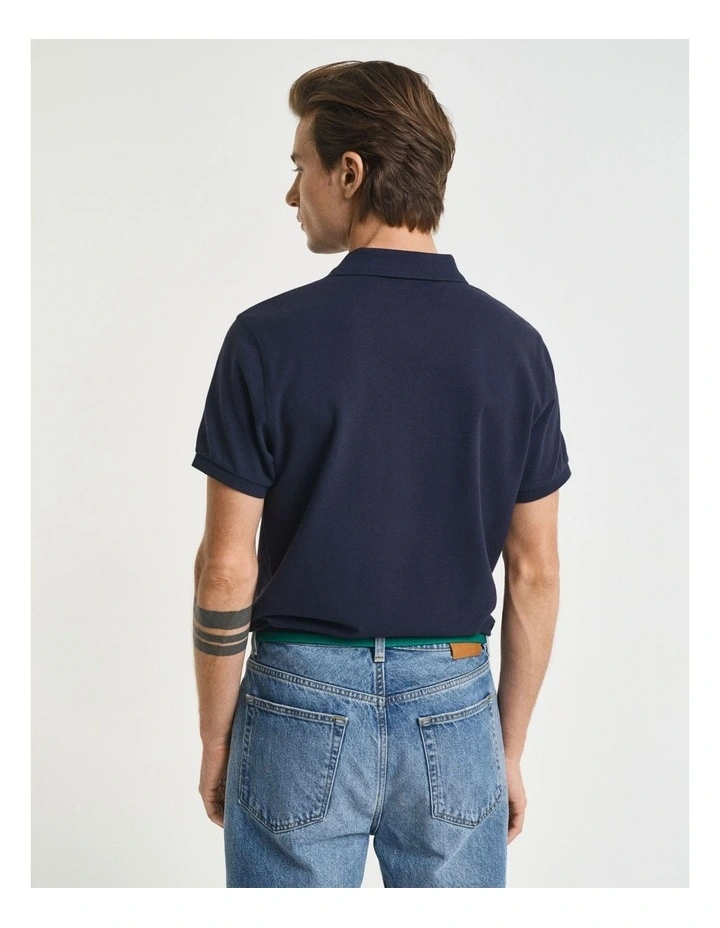Slim Fit Shield Pique Polo Shirt in Evening blue image 2