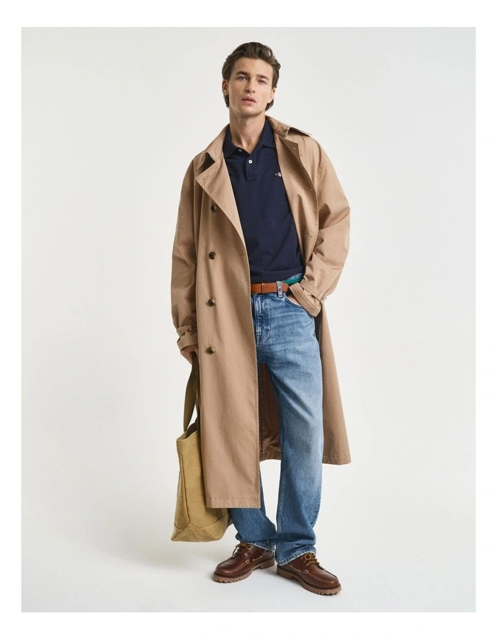 Slim Fit Shield Pique Polo Shirt in Evening blue image 3