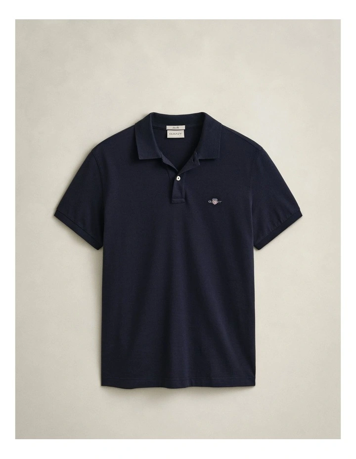 Slim Fit Shield Pique Polo Shirt in Evening blue image 5