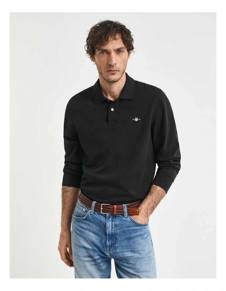 Shield Pique Rugger in Black image 1