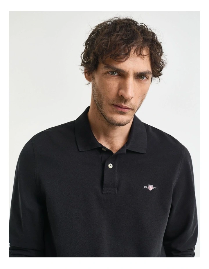 Shield Pique Rugger in Black image 4