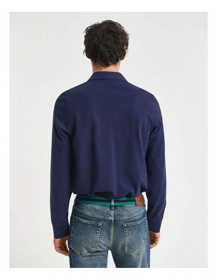 Shield Pique Rugger in Evening Blue image 2