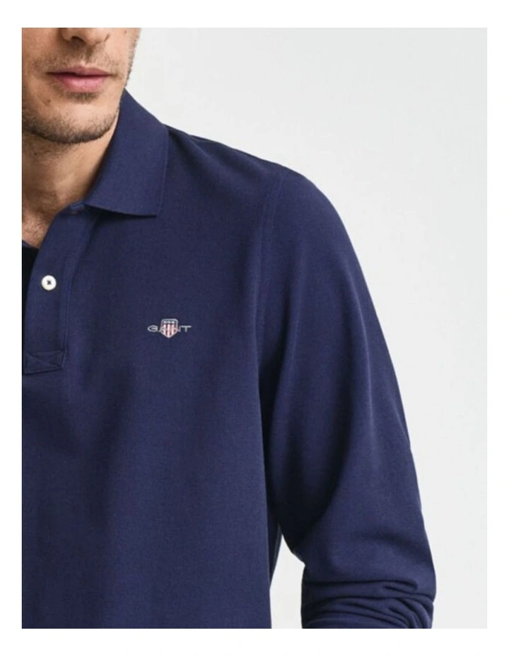 Shield Pique Rugger in Evening Blue image 3