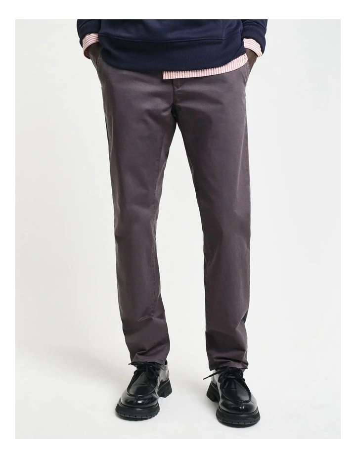 Slim Fit Twill Chinos in Antracite image 1