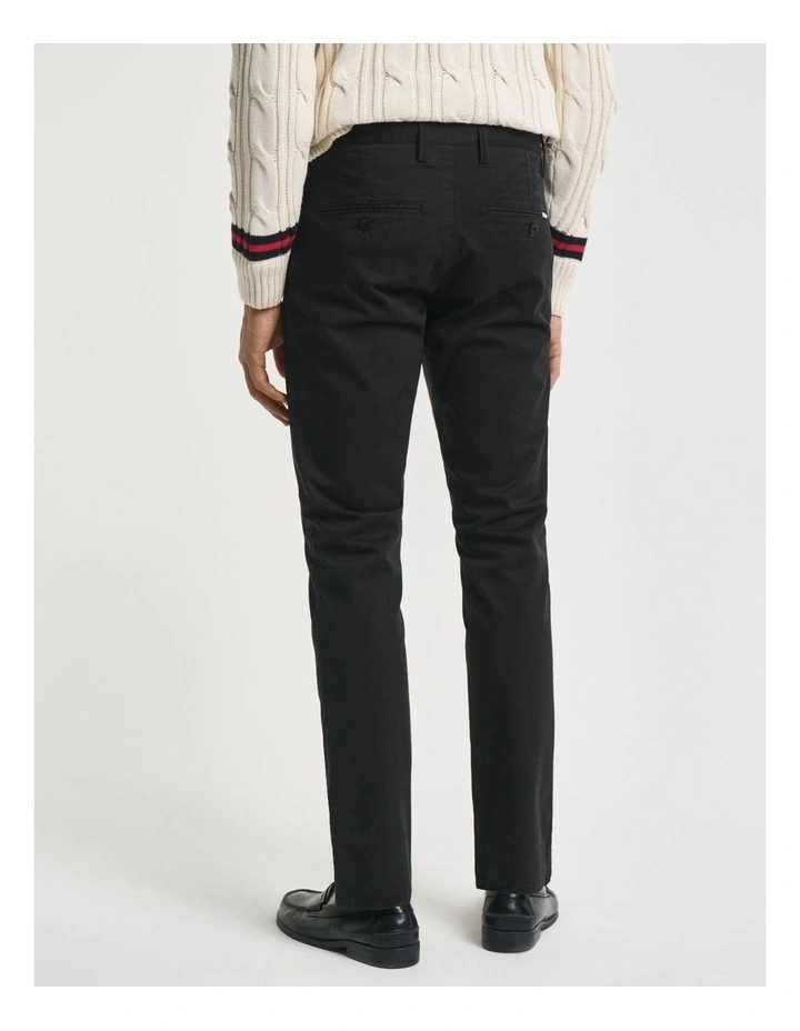 Slim Fit Twill Chinos in Black image 2