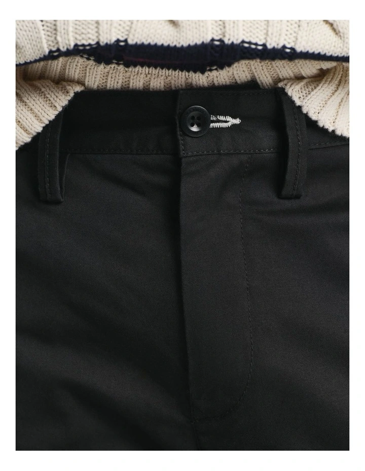 Slim Fit Twill Chinos in Black image 4