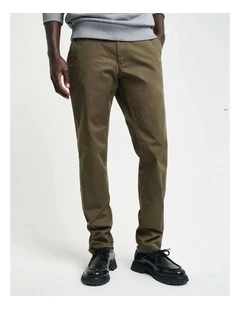 Slim Fit Twill Chinos in Juniper Green