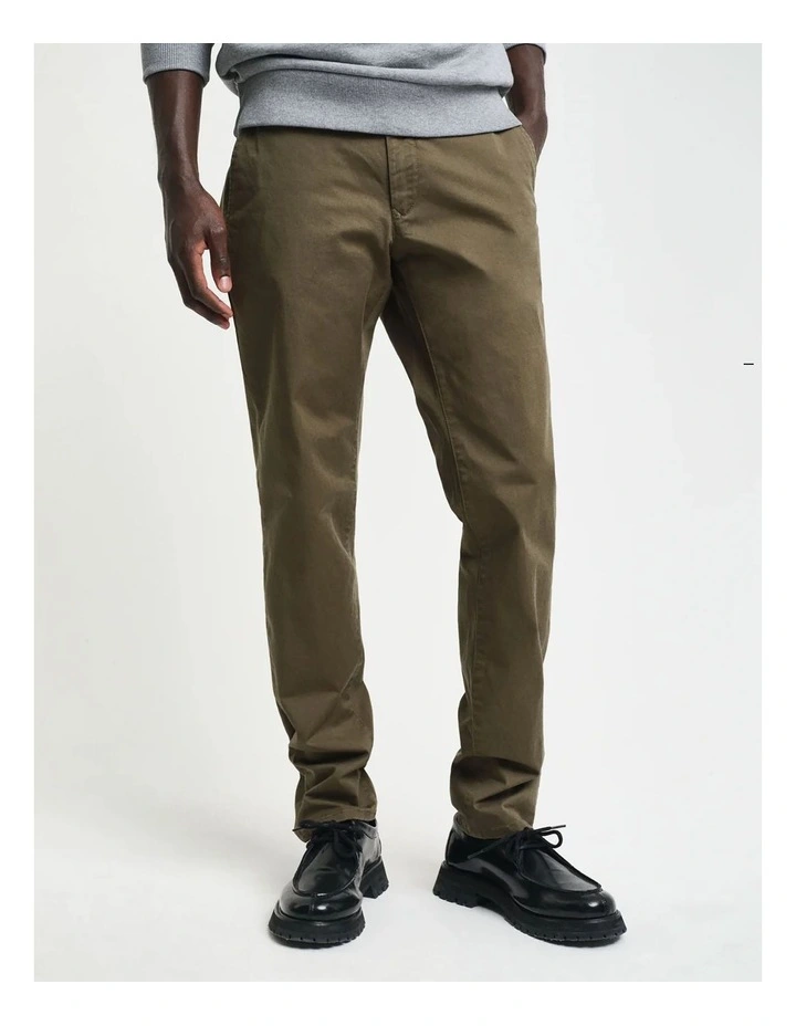Slim Fit Twill Chinos in Juniper Green image 1