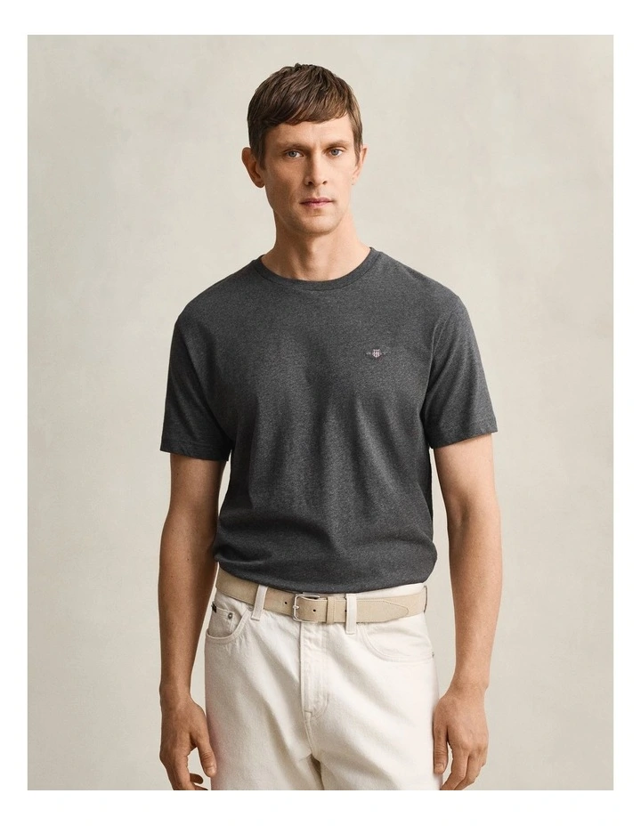 Regular Fit Shield T-shirt in Antracit Melange image 1