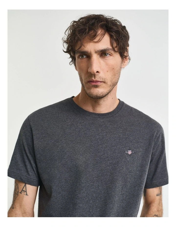 Regular Fit Shield T-shirt in Antracit Melange image 3