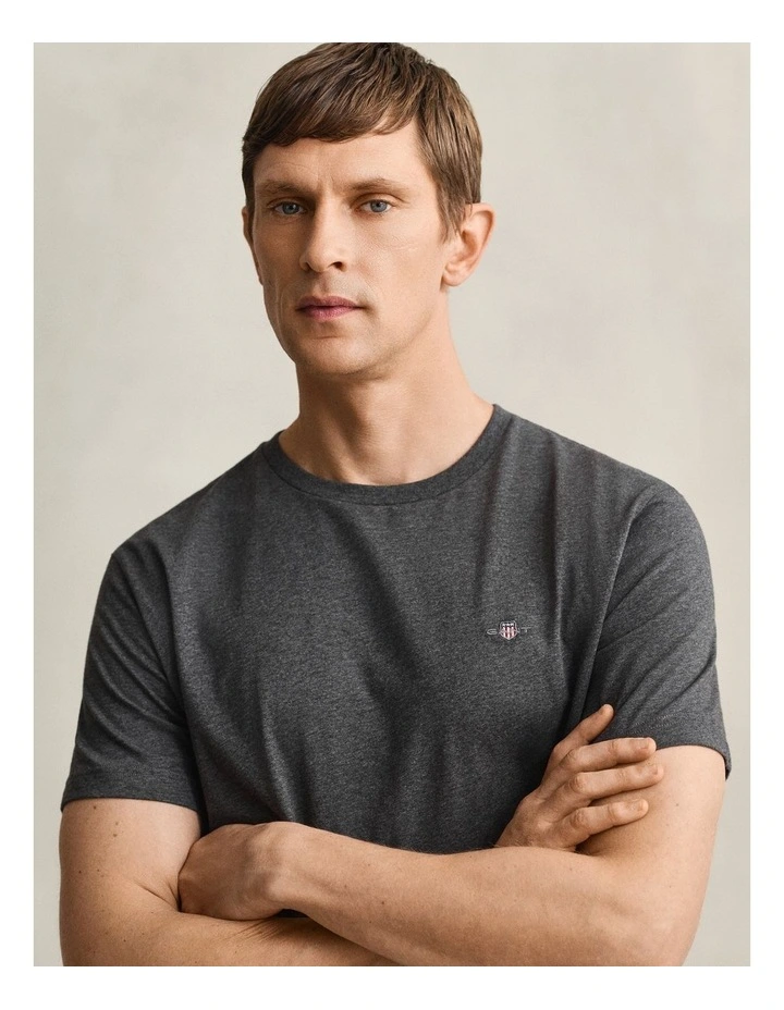 Regular Fit Shield T-shirt in Antracit Melange image 3