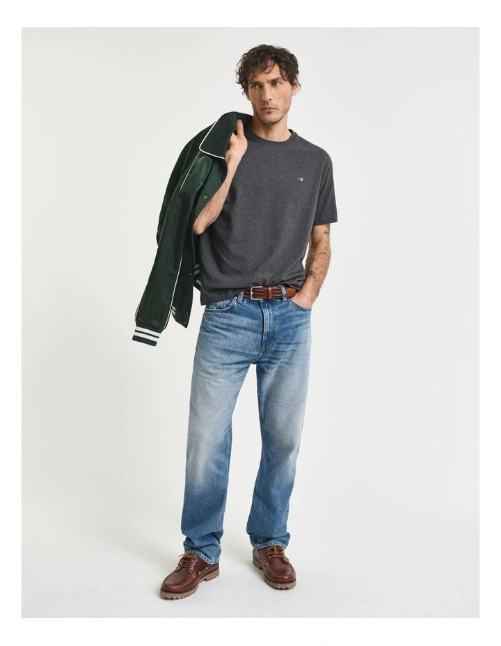 Regular Fit Shield T-shirt in Antracit Melange image 4