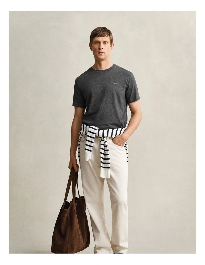 Regular Fit Shield T-shirt in Antracit Melange image 4