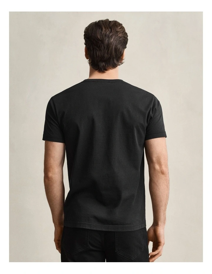 Slim Fit Shield V-Neck T-Shirt in Black image 2