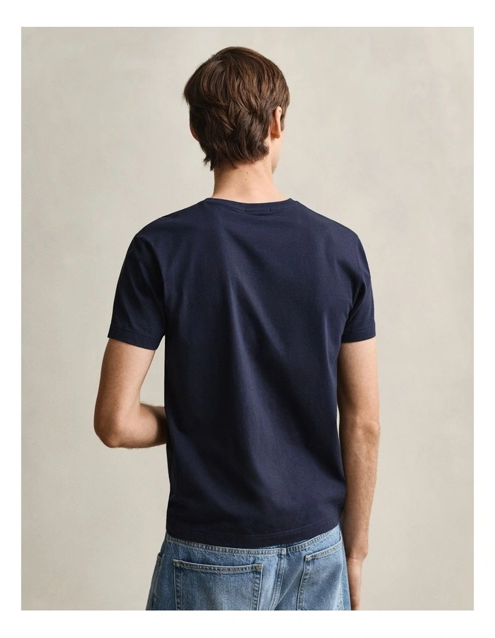 Slim Fit Shield V-Neck T-shirt in Evening Blue image 2