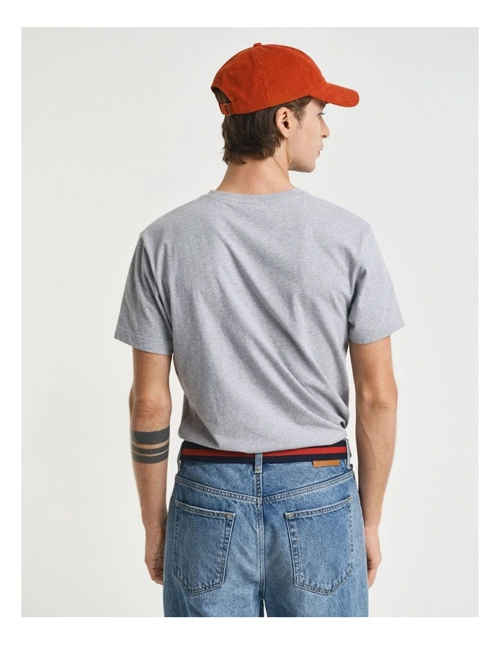 Slim Fit Shield V-Neck T-shirt in Grey Melange image 2