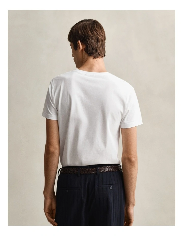 Slim Fit Shield V-Neck T-Shirt in White image 2