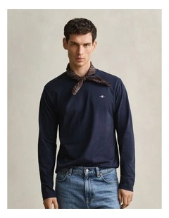 Shield Long Sleeve T-Shirt in Evening Blue