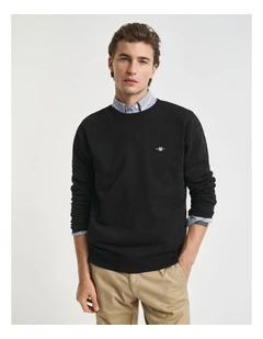 Shield Crew Neck Sweatshirt in Black