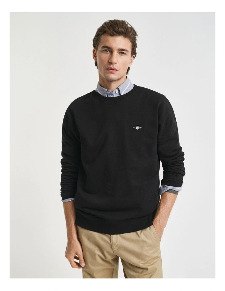 Shield Crew Neck Sweatshirt in Black image 1