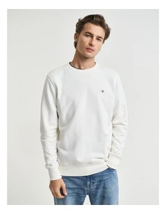 Shield Crew Neck Sweatshirt in Eggshell