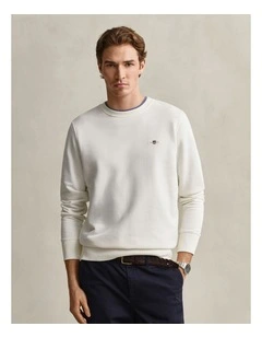 Shield Crew Neck Sweatshirt in Eggshell