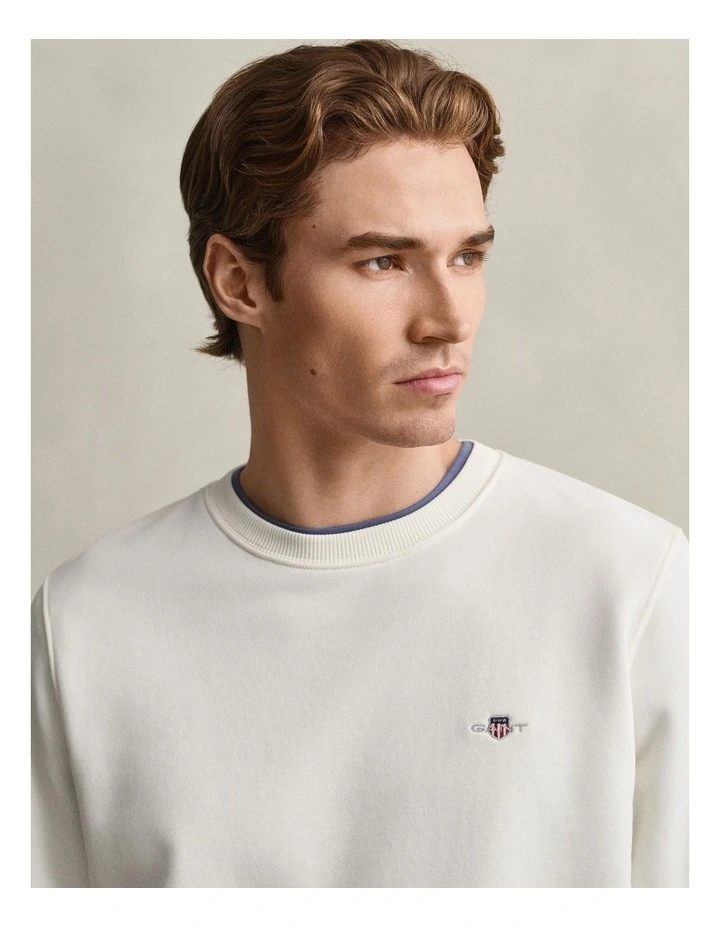 Shield Crew Neck Sweatshirt in Eggshell image 3