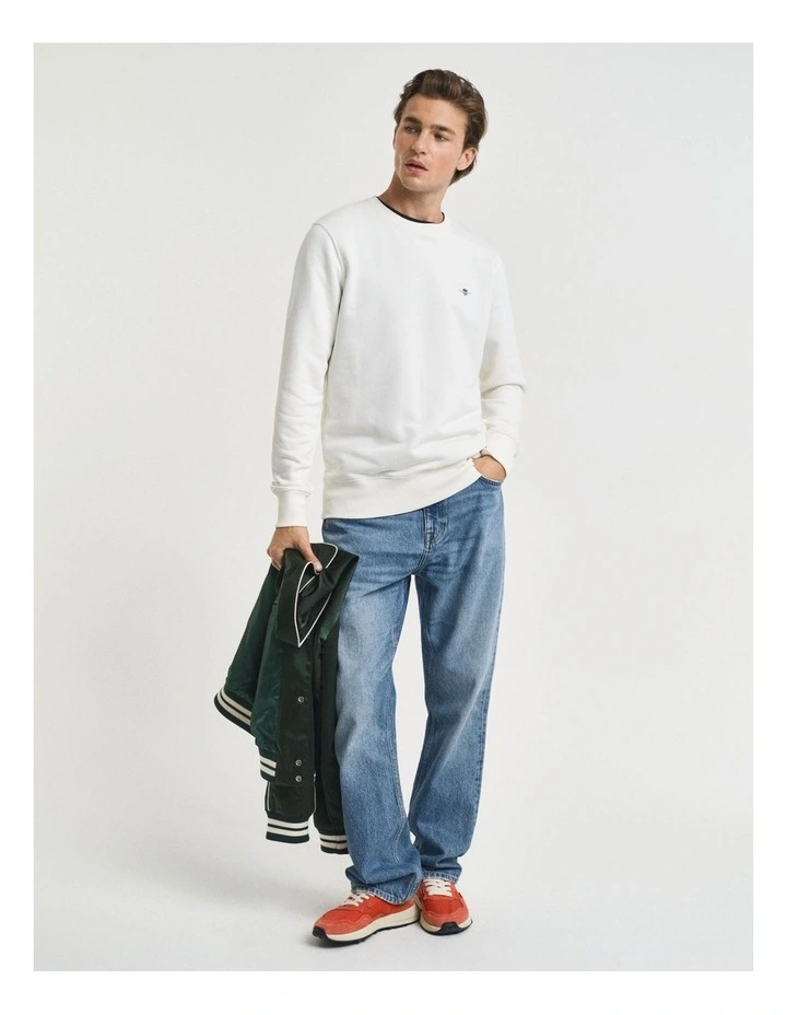 Shield Crew Neck Sweatshirt in Eggshell image 4