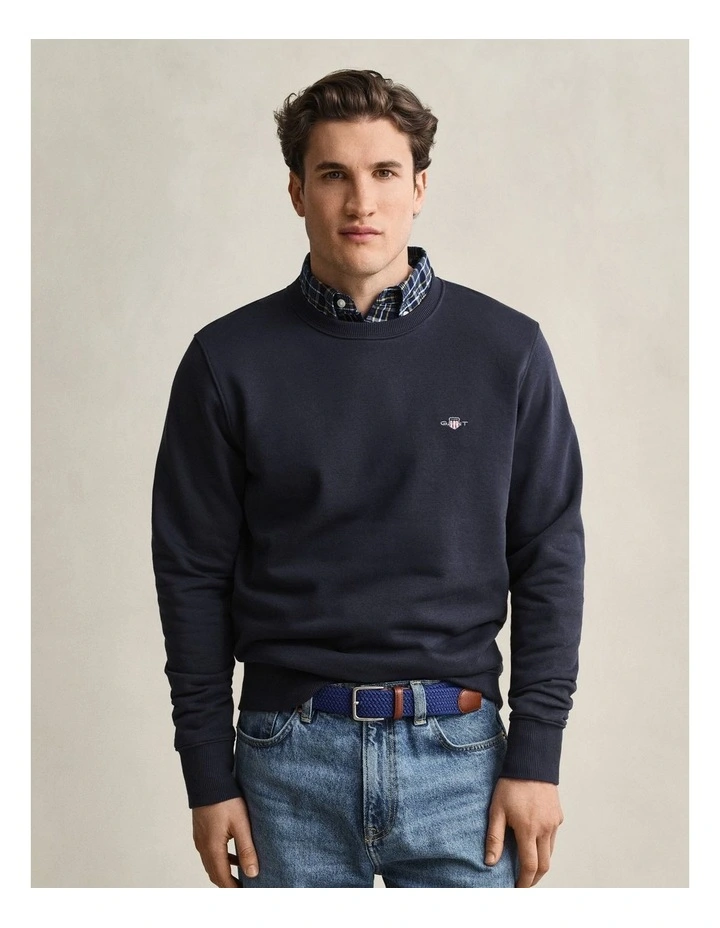 Shield Crew Neck Sweatshirt in Evening Blue image 1