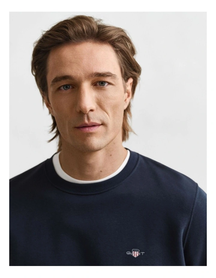 Shield Crew Neck Sweatshirt in Evening Blue image 3