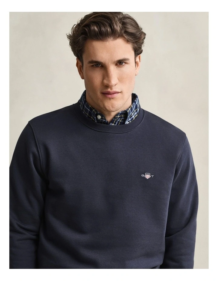 Shield Crew Neck Sweatshirt in Evening Blue image 3