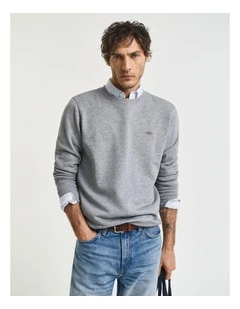 Shield Crew Neck Sweatshirt in Grey Melange