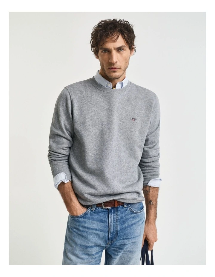 Shield Crew Neck Sweatshirt in Grey Melange image 1