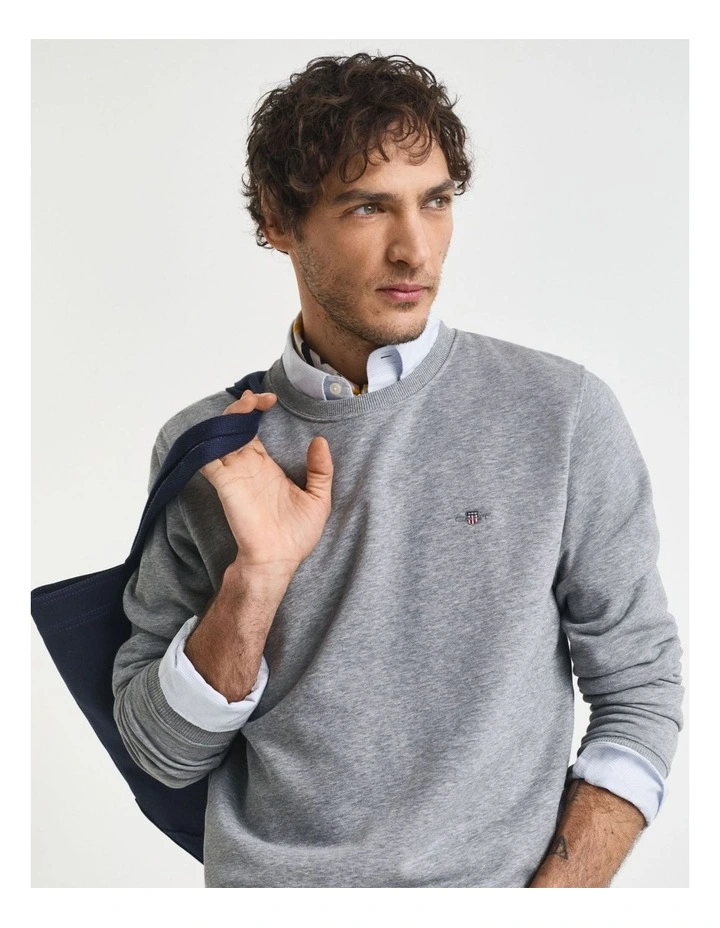 Shield Crew Neck Sweatshirt in Grey Melange image 3