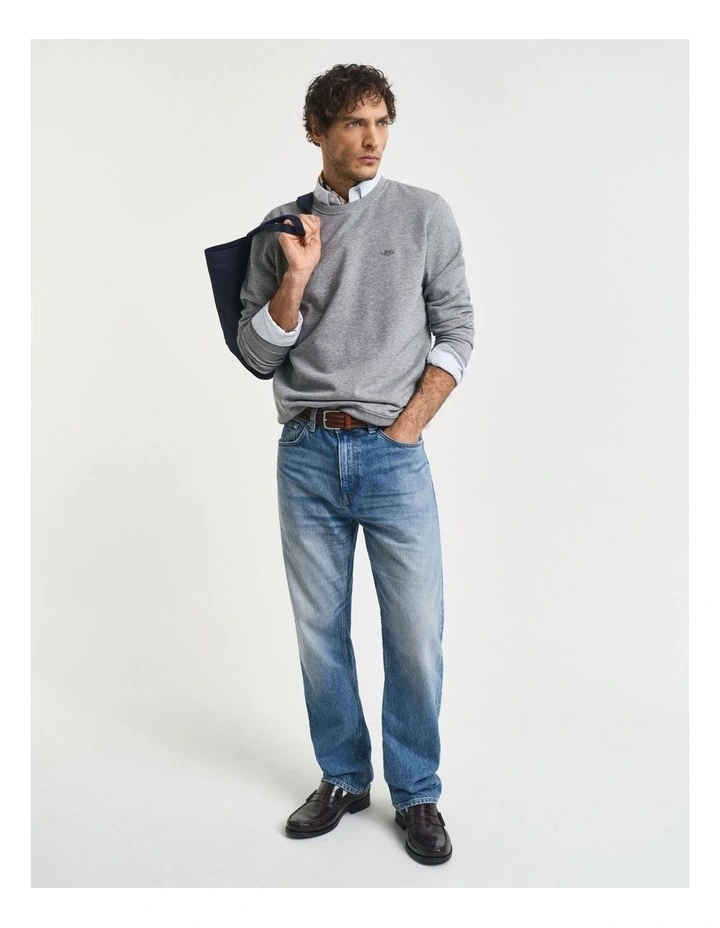 Shield Crew Neck Sweatshirt in Grey Melange image 4